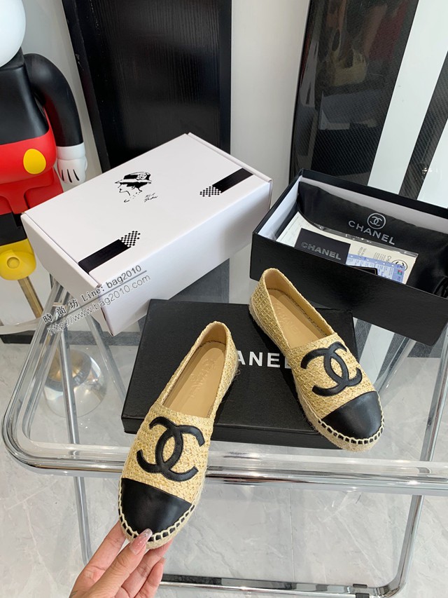 Chanel香奈兒漁夫鞋專櫃最新顏色漁夫鞋草編鞋 dx3221